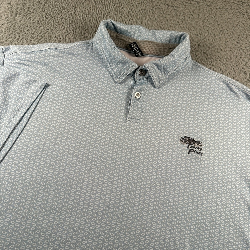 AndersonOrd Polo Shirt Mens XL Light Blue Torrey Pines Golf Performance Printed‎